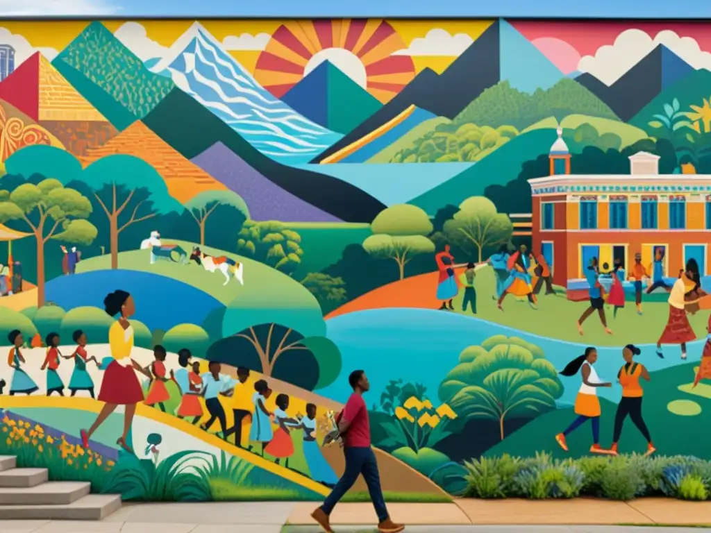 Un vibrante mural multicolor que representa la resistencia, la resiliencia y la celebración cultural