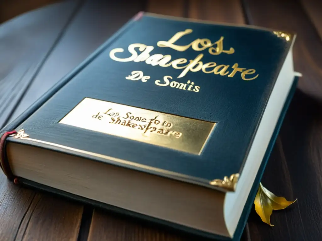 Viejo libro Los Sonetos de Shakespeare con anotaciones manuscritas, iluminado por luz suave