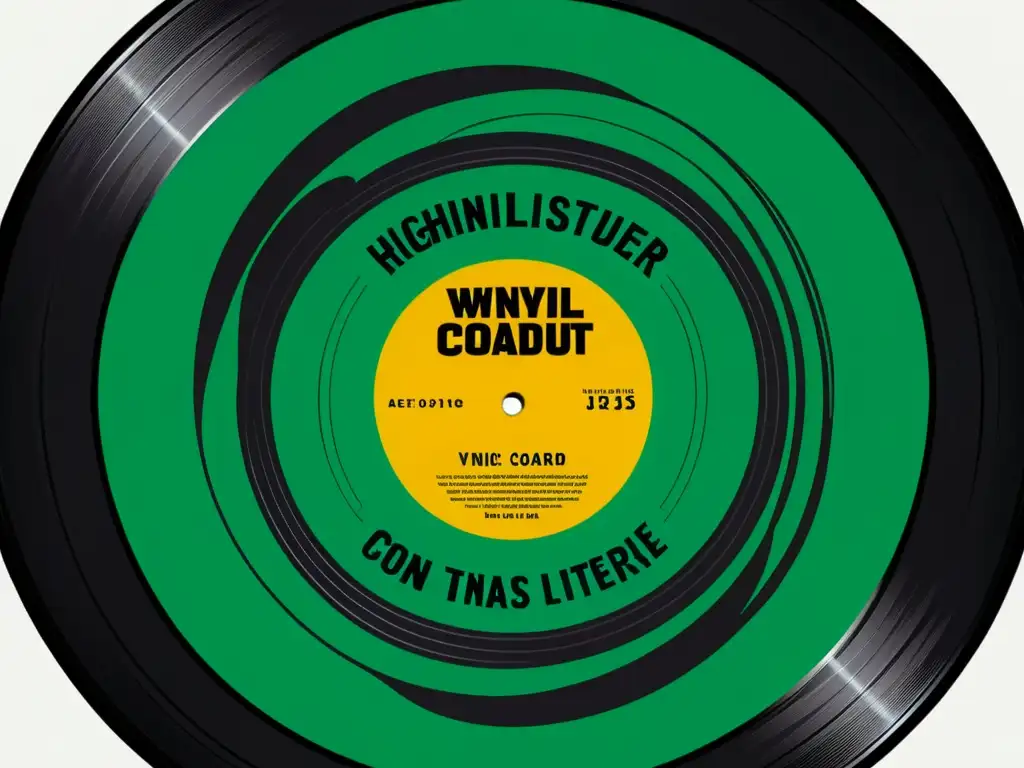 Vinilo vintage con lectura literaria, diseño minimalista y tipografía elegante en contraste con fondo blanco