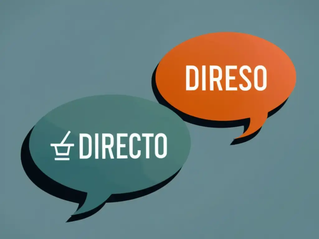 Comparación visual de los efectos del discurso directo e indirecto en burbujas de diálogo, con diseño minimalista y colores suaves